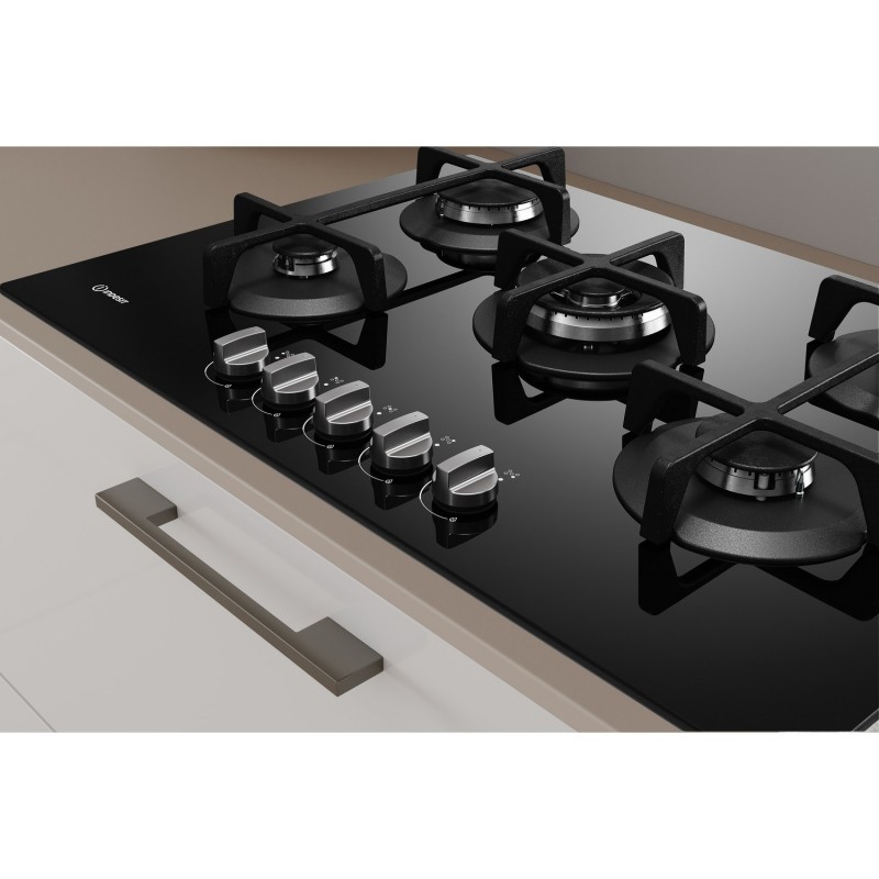 Indesit ING 72T BK hob Black Built-in 73 cm Gas 5 zone(s)