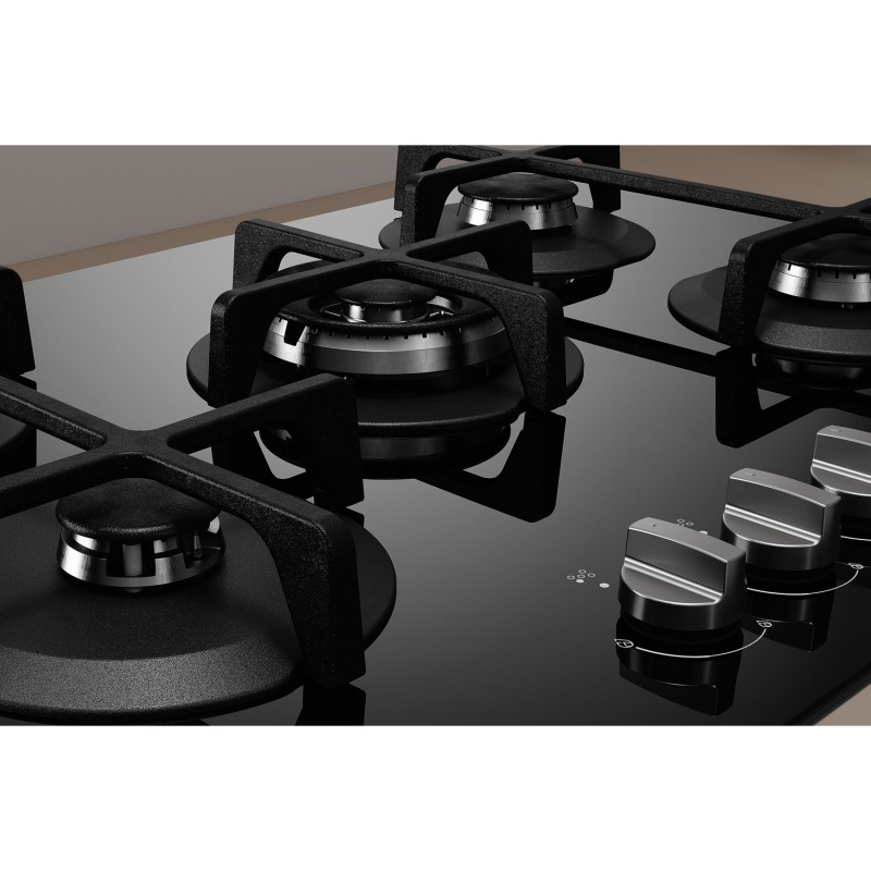 Indesit ING 72T BK hob Black Built-in 73 cm Gas 5 zone(s)