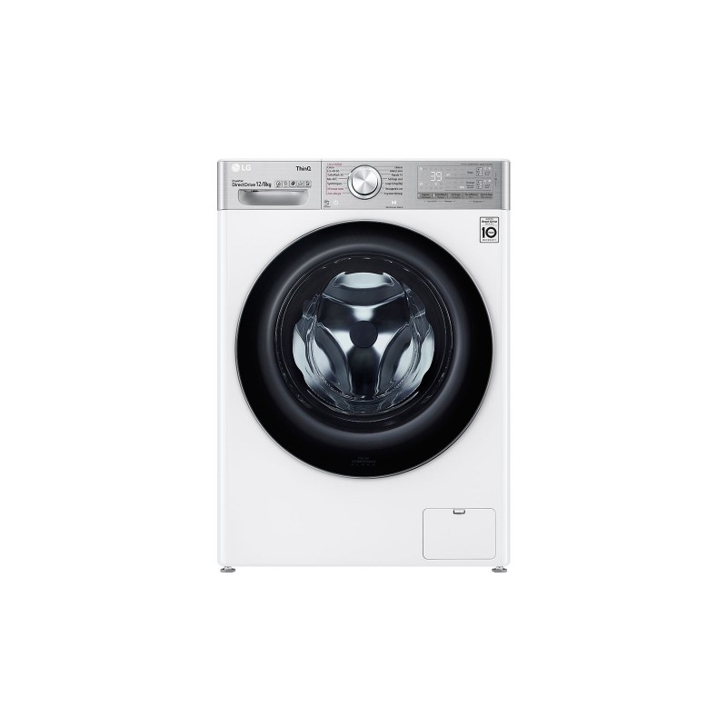 LG F4DV912H2EA machine à laver avec sèche linge Autoportante Charge avant Noir, Blanc E