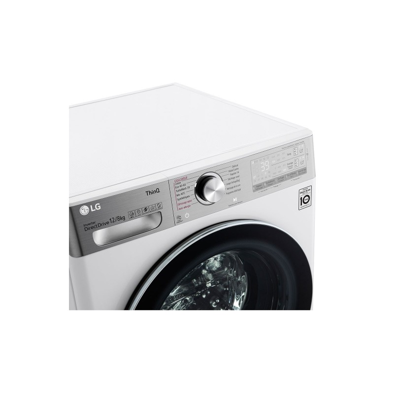 LG F4DV912H2EA machine à laver avec sèche linge Autoportante Charge avant Noir, Blanc E