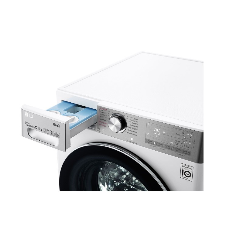 LG F4DV912H2EA machine à laver avec sèche linge Autoportante Charge avant Noir, Blanc E