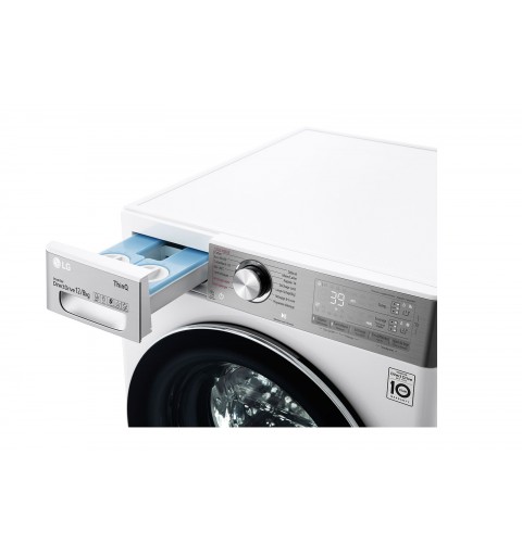 LG F4DV912H2EA machine à laver avec sèche linge Autoportante Charge avant Noir, Blanc E