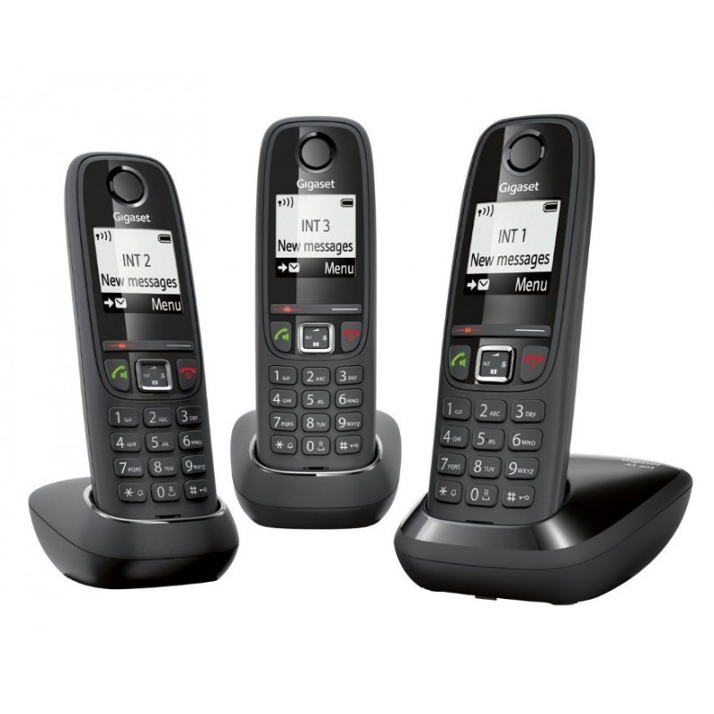 Gigaset AS405 Trio Analoges DECT-Telefon Anrufer-Identifikation Schwarz
