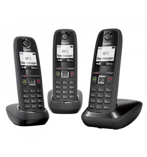 Gigaset AS405 Trio Analoges DECT-Telefon Anrufer-Identifikation Schwarz