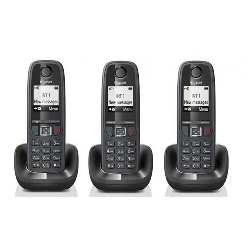 Gigaset AS405 Trio Analoges DECT-Telefon Anrufer-Identifikation Schwarz