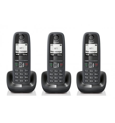 Gigaset AS405 Trio Analoges DECT-Telefon Anrufer-Identifikation Schwarz