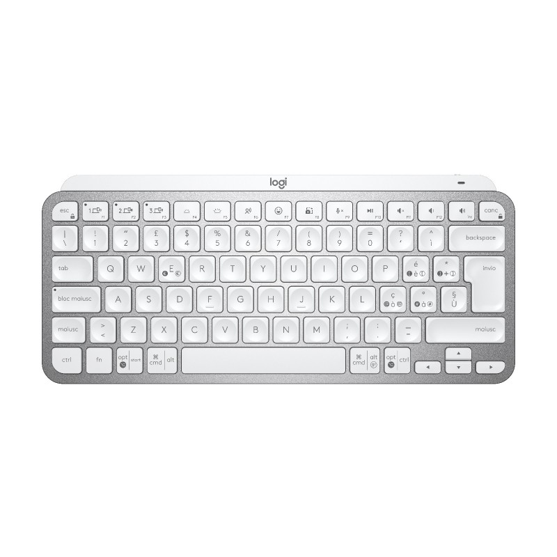 Logitech MX Keys Mini Minimalist Wireless Illuminated Keyboard Tastatur RF Wireless + Bluetooth QWERTY Italienisch Grau