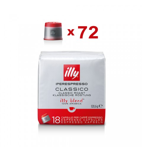 Illy Capsule Caffè Iperespresso Classico Tostatura Media (Rosso) - 72 Capsule