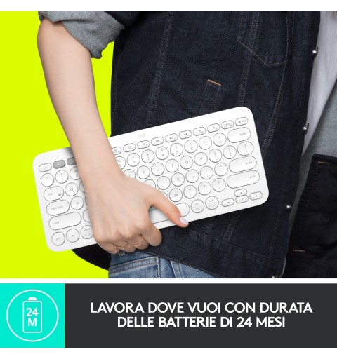 Logitech K380 Multi-Device Tastiera Bluetooth Wireless, Design Easy-Switch, Sottile, Portatile, 2 Anni di Batteria, Funziona