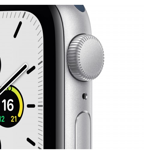 Apple Watch SE GPS, 40mm Cassa in Alluminio color Argento con Cinturino Sport Azzurro