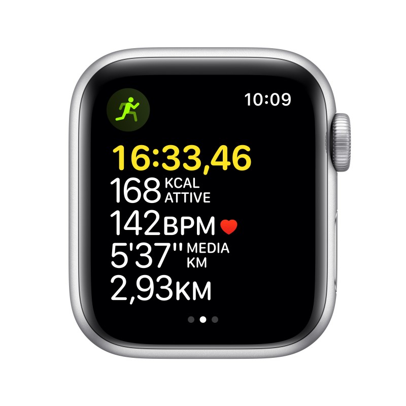 Apple Watch SE GPS, 40mm Cassa in Alluminio color Argento con Cinturino Sport Azzurro