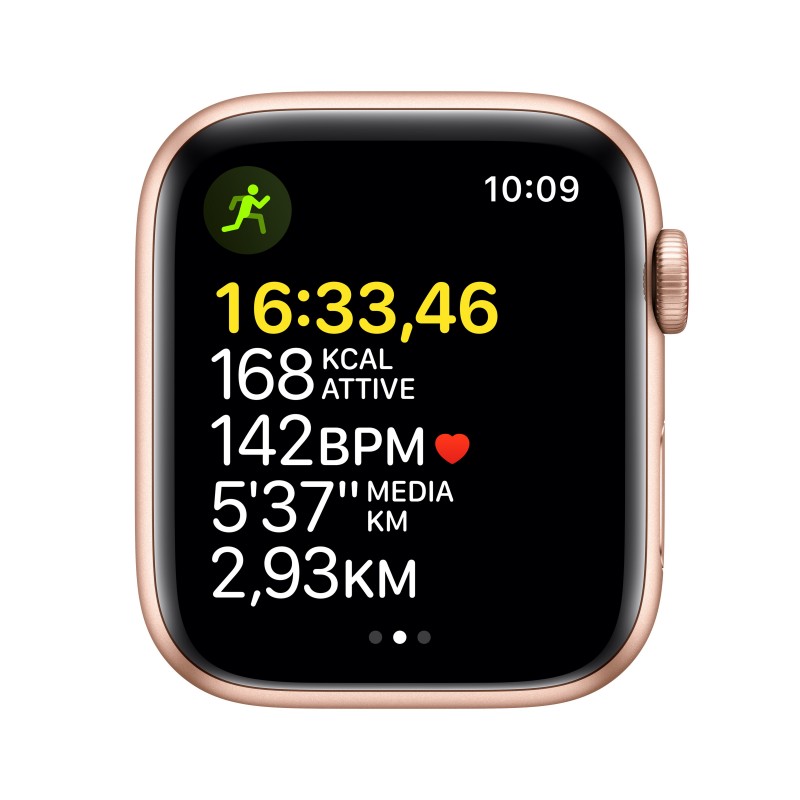 Apple Watch SE GPS + Cellular, 44mm Cassa in Alluminio color Oro con Cinturino Sport Galassia