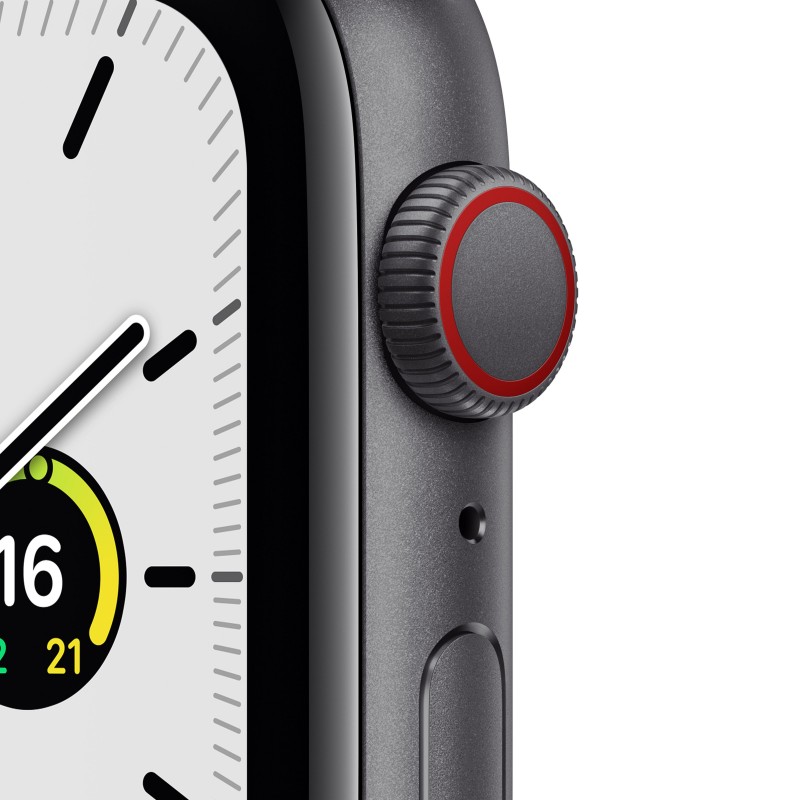 Apple Watch SE GPS + Cellular, 44mm Cassa in Alluminio Grigio scuro con Cinturino Sport Mezzanotte