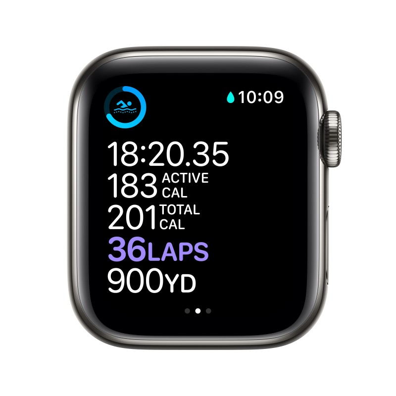 Apple Watch Series 6 GPS + Cellular, 40mm in acciaio inossidabile color grafite con cinturino Sport Nero