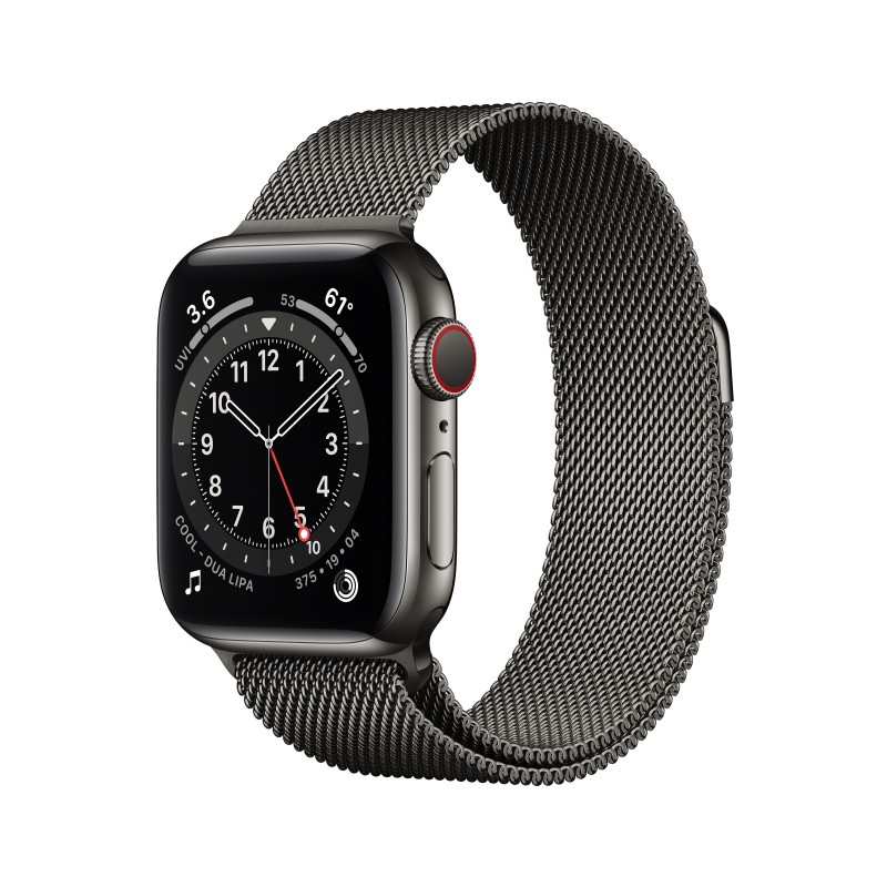 Apple Watch Series 6 GPS + Cellular, 40mm in acciaio inossidabile color grafite con cinturino Loop in maglia milanese color