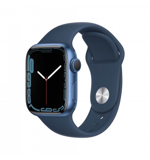 Apple Watch Series 7 GPS, 41mm Cassa in Alluminio Blu con Cinturino Sport Azzurro