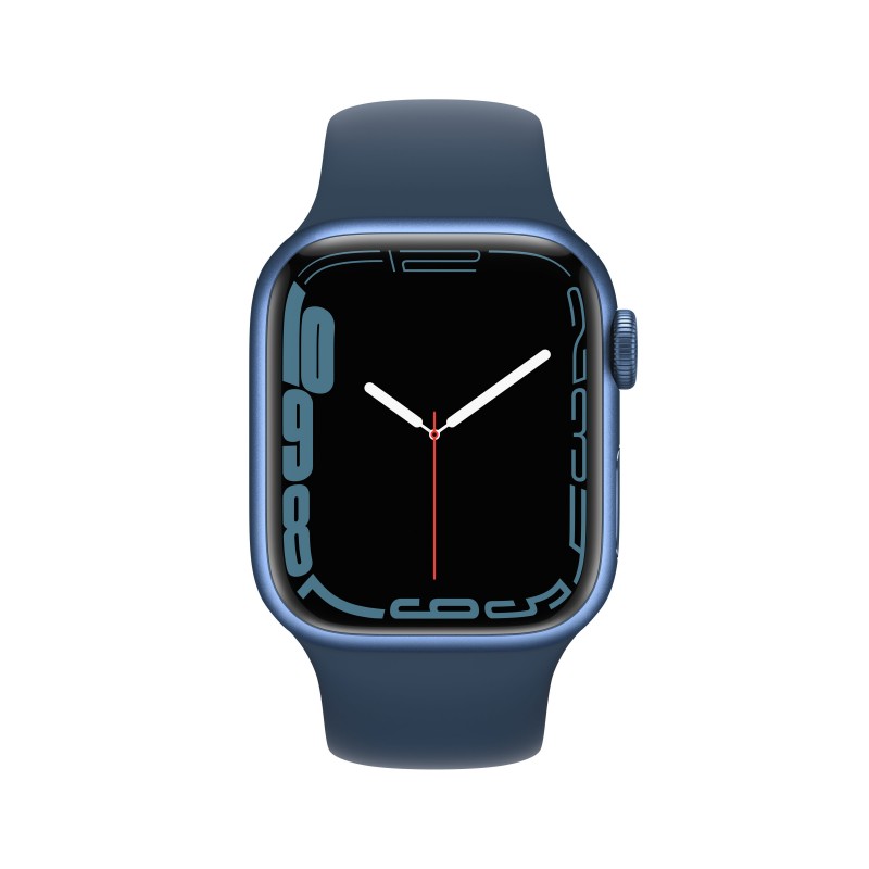 Apple Watch Series 7 GPS, 41mm Cassa in Alluminio Blu con Cinturino Sport Azzurro