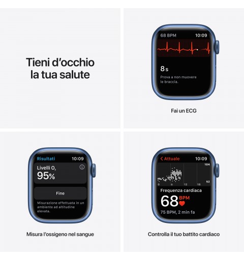 Apple Watch Series 7 GPS, 41mm Cassa in Alluminio Blu con Cinturino Sport Azzurro