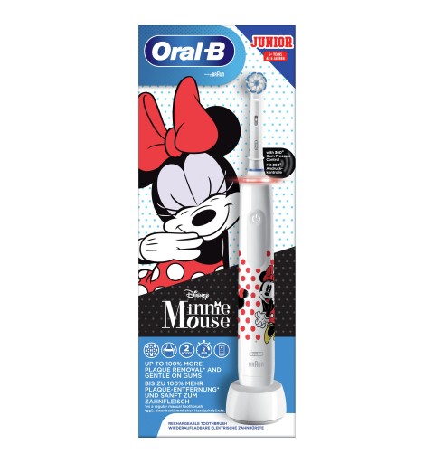 Oral-B Junior Spazzolino Elettrico Ricaricabile Pro 3 Minnie per Bambini. 1 Spazzolino + 1 Testina