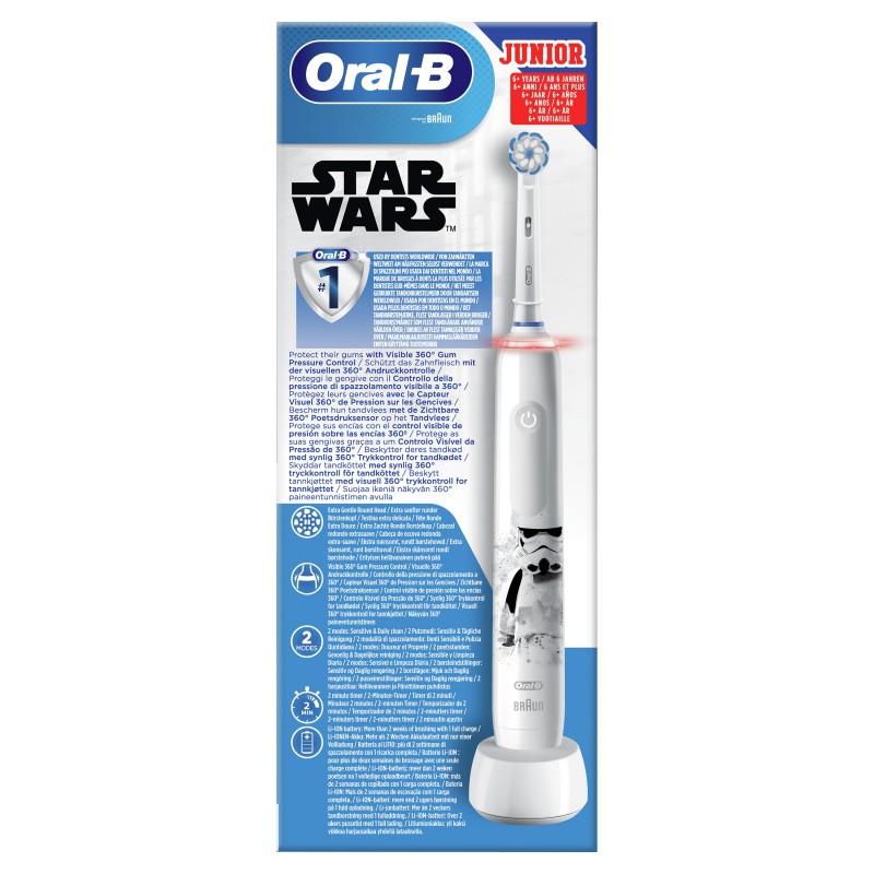 Oral-B Junior 80353788 Elektrische Zahnbürste Kinder Rotierende Zahnbürste Schwarz, Blau