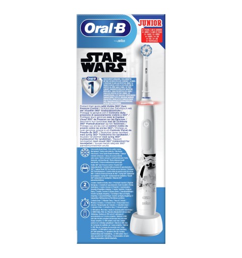 Oral-B Junior 80353788 Elektrische Zahnbürste Kinder Rotierende Zahnbürste Schwarz, Blau