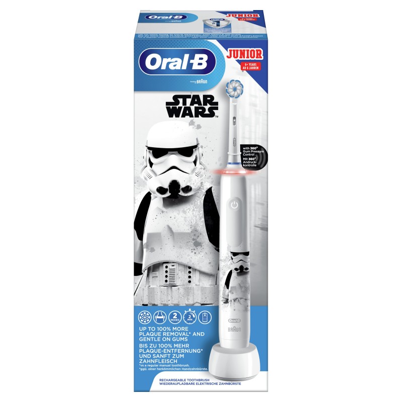 Oral-B Junior Spazzolino Elettrico Ricaricabile Pro 3 Star Wars per Bambini. 1 Spazzolino + 1 Testina