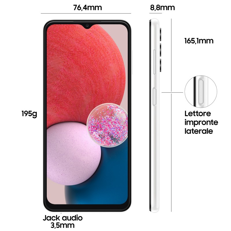 Samsung Galaxy A13 SM-A135FZWVEUE smartphone 16,8 cm (6.6") Double SIM Android 12 4G USB Type-C 4 Go 64 Go 5000 mAh Blanc