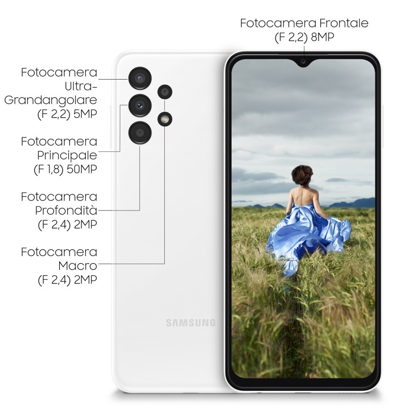 Samsung Galaxy A13 SM-A135FZWVEUE smartphone 16,8 cm (6.6") Double SIM Android 12 4G USB Type-C 4 Go 64 Go 5000 mAh Blanc