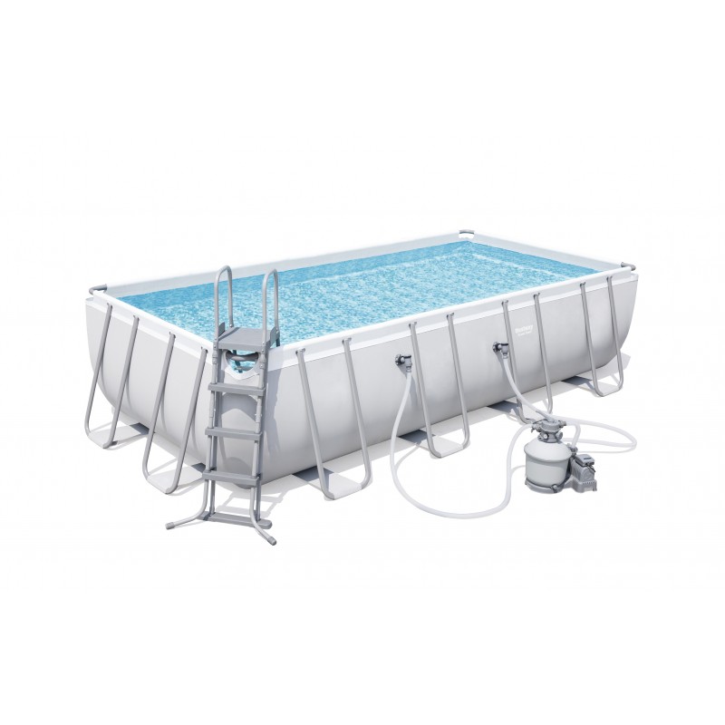 Bestway Power Steel 56466 piscina sobre suelo Piscina con anillo hinchable Rectangular 14812 L Azul, Gris