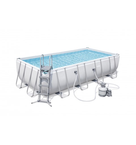 Bestway Power Steel 56466 piscina sobre suelo Piscina con anillo hinchable Rectangular 14812 L Azul, Gris