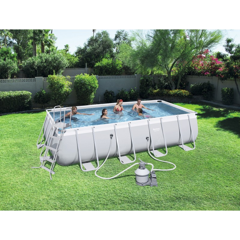 Bestway Power Steel 56466 piscina sobre suelo Piscina con anillo hinchable Rectangular 14812 L Azul, Gris