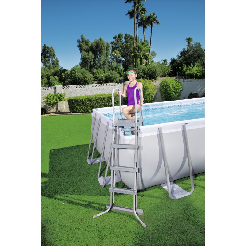 Bestway Power Steel 56466 piscina sobre suelo Piscina con anillo hinchable Rectangular 14812 L Azul, Gris