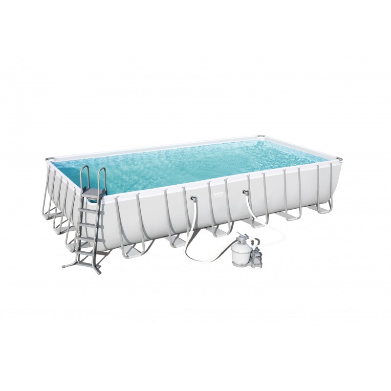 Bestway Power Steel 7.32m x 3.66m x 1.32m Rectangular Piscina con anillo hinchable 30045 L Azul, Gris