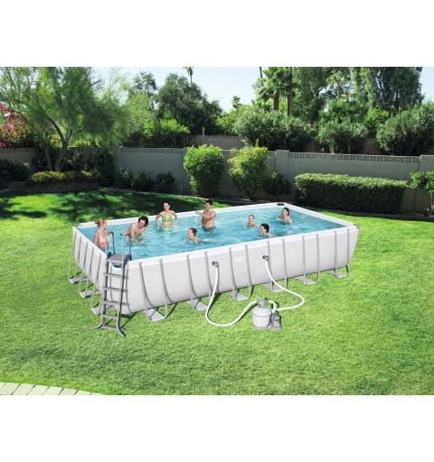 Bestway Power Steel 7.32m x 3.66m x 1.32m Rectangular Piscina con anillo hinchable 30045 L Azul, Gris