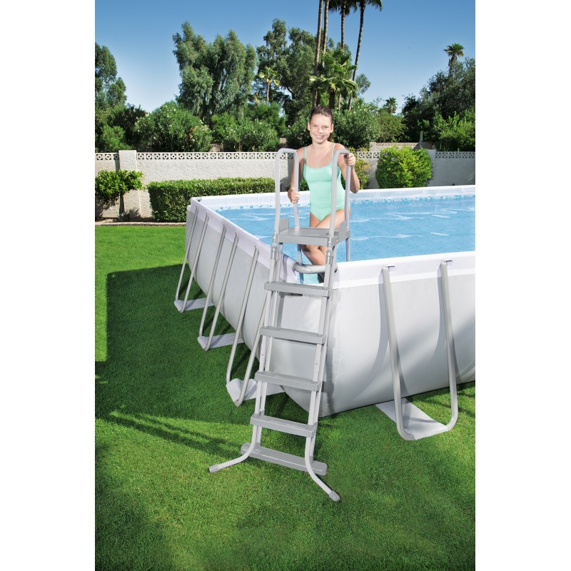 Bestway Power Steel Rectangular 7.32m x 3.66m x 1.32m, Gris Bleu