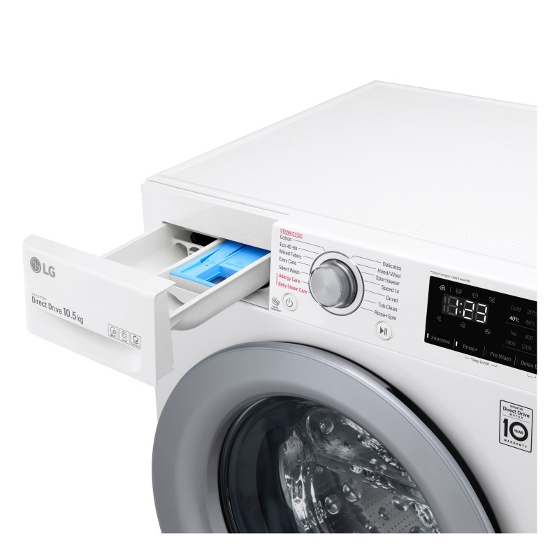 LG F4WV310S4E.ABWQWIS machine à laver Charge avant 10,5 kg 1400 tr min B Blanc