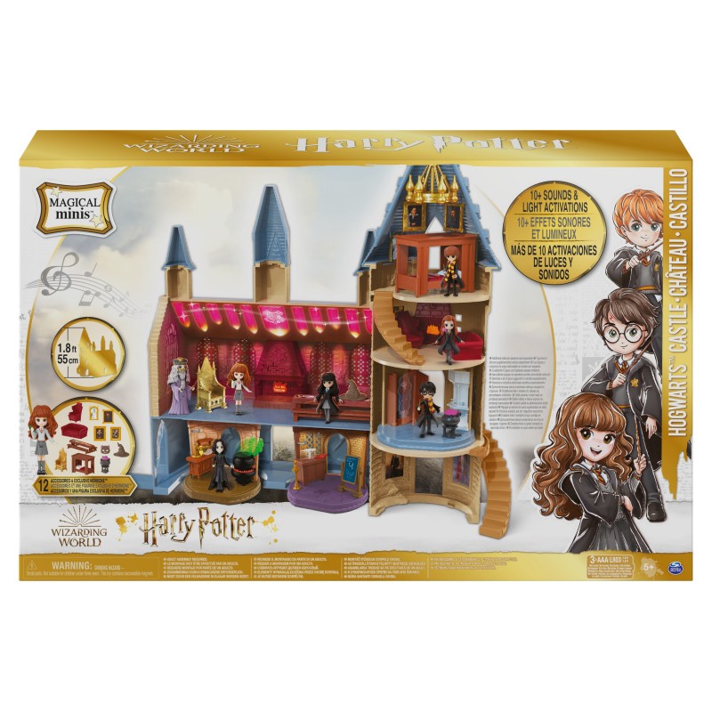 Wizarding World Harry Potter, Magical Minis Hogwarts Castle with 12 Accessories, Lights, Sounds & Exclusive Hermione Doll, Kids