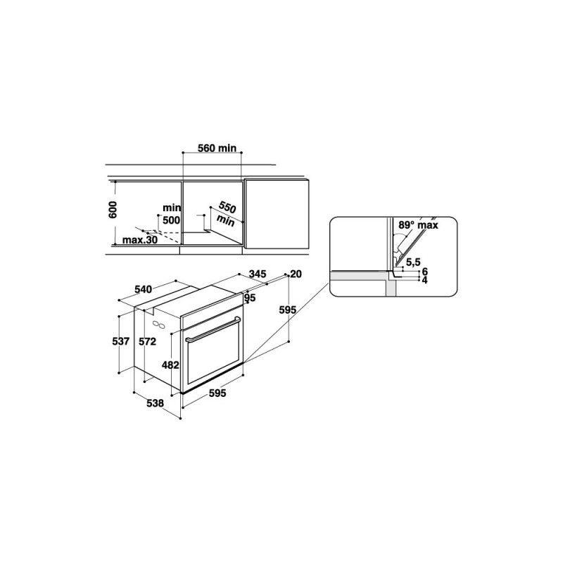 Hotpoint FI6 864 SH IX HA horno 73 L 3650 W A+ Negro, Acero inoxidable