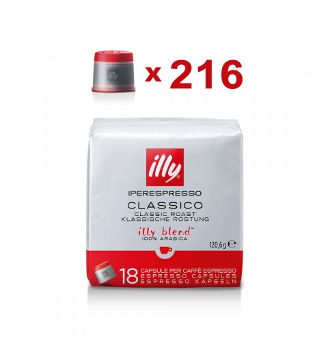 Illy Capsule Caffè Iperespresso Classico Tostatura Media (Rosso) - 216 Capsule