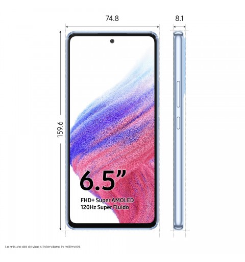 Samsung Galaxy A53 5G SM-A536B 16,5 cm (6.5") Double SIM hybride Android 12 USB Type-C 6 Go 128 Go 5000 mAh Bleu