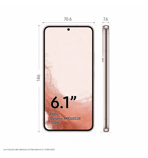 Samsung Galaxy S22 SM-S901B 15,5 cm (6.1 Zoll) Dual-SIM Android 12 5G USB Typ-C 8 GB 128 GB 4500 mAh Rosa-Goldfarben