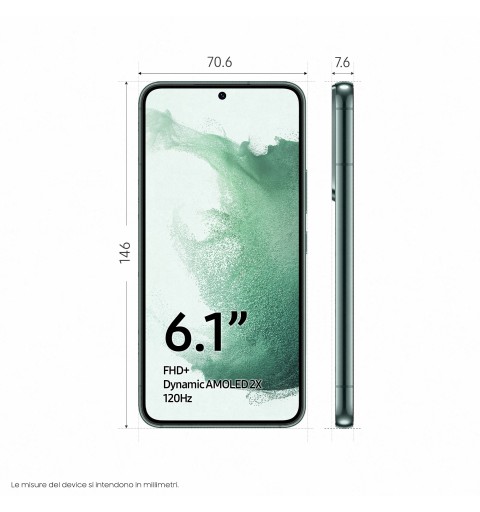 Samsung Galaxy S22 SM-S901B 15.5 cm (6.1") Dual SIM Android 12 5G USB Type-C 8 GB 128 GB 4500 mAh Green