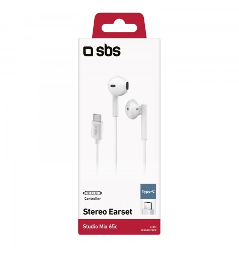 SBS Studio Mix 65c Cuffie Cablato In-ear Musica e Chiamate USB tipo-C Bianco
