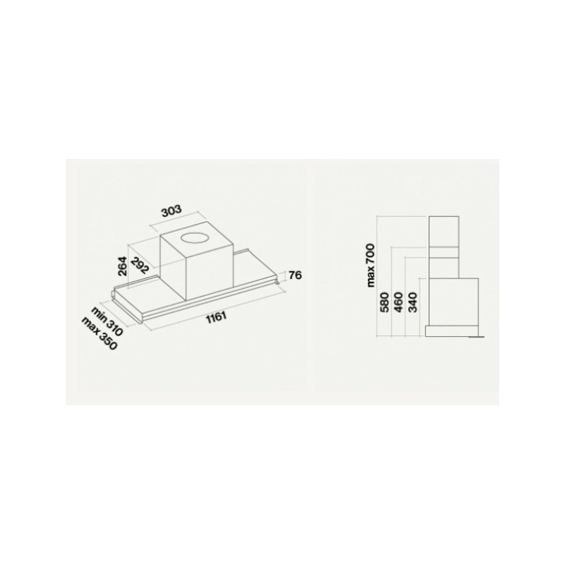 Falmec Virgola Black No-Drop Built-in Black, Stainless steel 800 m³ h B