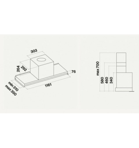 Falmec Virgola Black No-Drop Built-in Black, Stainless steel 800 m³ h B