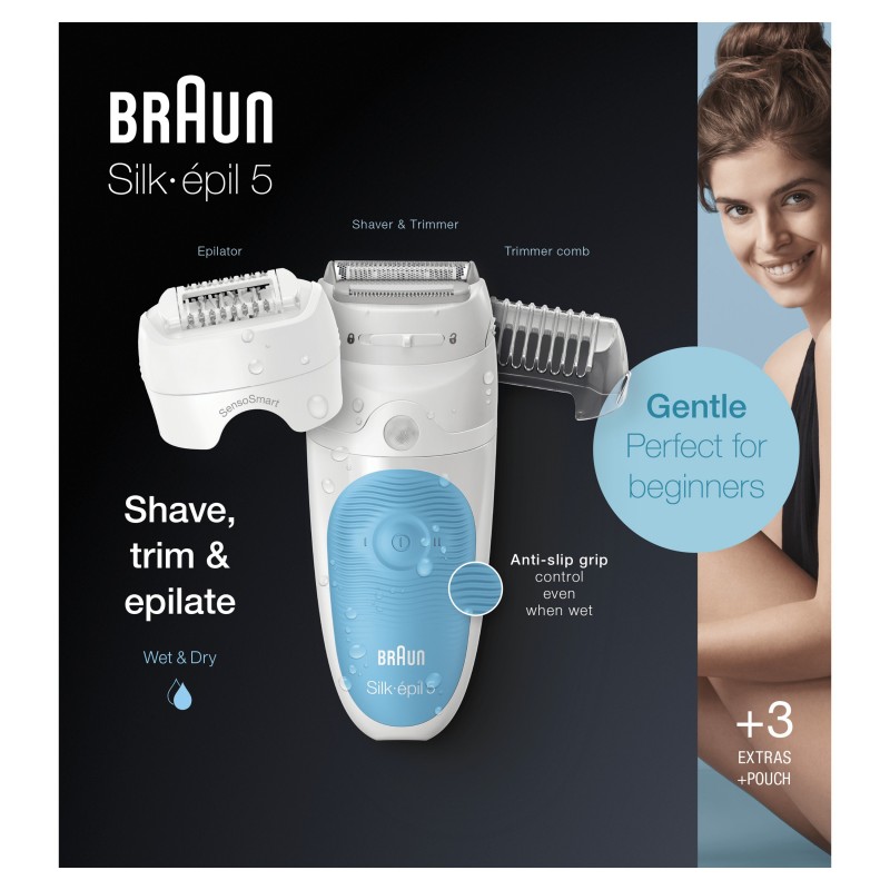 Braun Silk-épil 5 SES 5-605 28 pinzas Azul, Blanco