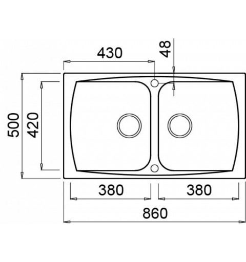 Elleci Living 450 Lavabo sobre-encimera Rectangular Granito