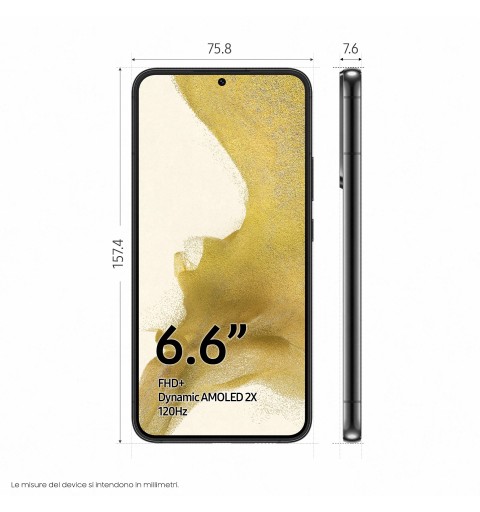 Samsung Galaxy S22+ SM-S906B 16,8 cm (6.6") SIM doble Android 12 5G USB Tipo C 8 GB 128 GB 4500 mAh Negro