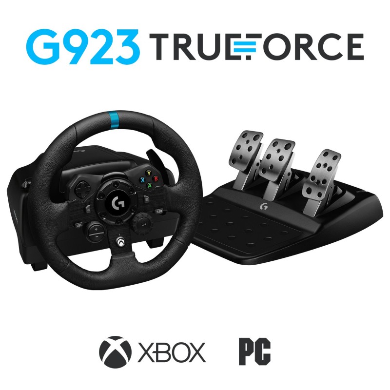 Logitech G G923 Racing Wheel and Pedals for Xbox X|S, Xbox One and PC Black USB Steering wheel + Pedals PC, Xbox 360