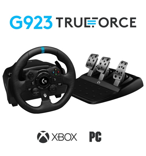 Logitech G G923 Racing Wheel and Pedals for Xbox X|S, Xbox One and PC Black USB Steering wheel + Pedals PC, Xbox 360